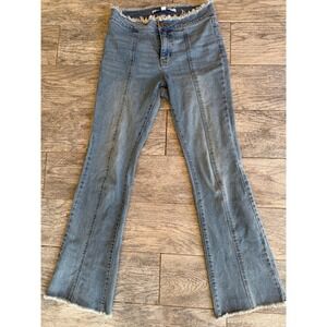 Celebrity Pink Flare Jeans 5 27 Blue Marlee Raw Hem Front Seam Boho HIppie Jean